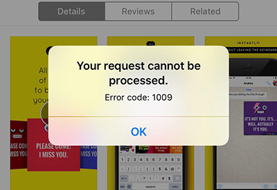 رفع ارور 1009 در اپل استور